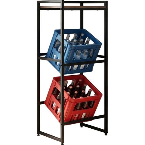 Industrial style drink crate rack 2 tier blackbrown 229384417 (1/5)