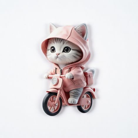 Colgante de acrílico gato en bicicleta para coche, 5 cm (1/5)
