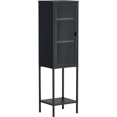 Vitrine Avec Porte en Verre "Misha" 150cm Noir (1/5)