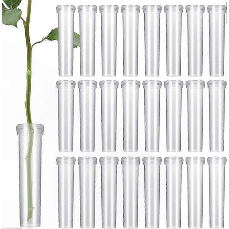 Tubes à fleurs transparents avec bouchons, réutilisables, 7 cm durables pour compositions florales, lot de 100 (1/5)