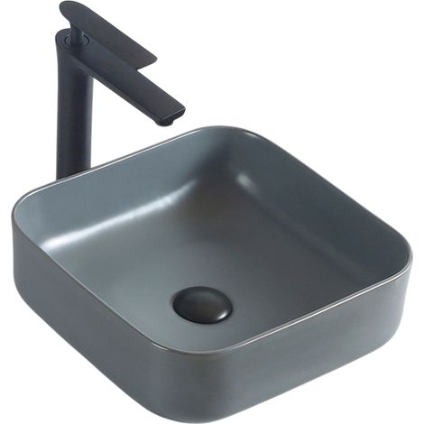 BERNSTEIN - Lavabo freestanding in ceramica sanitaria KW6134 - 38,5x38,5x13,5cm - Senza scarico, grigio opaco	Senza piletta Pop-Up, Grigio opaco