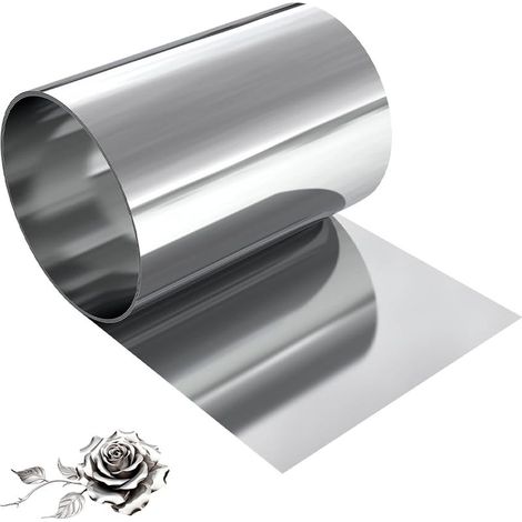 304 Rouleau en Acier Inoxydable, Feuille d'acier Inoxydable 0,1 x 200 x 1000mm, Tôle d'Acier 304 pour La Réparation de Machines Industrielles, Projet Artisanal, Protection de Surface