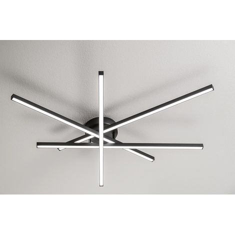 Plafonnier Led Carré 58W Noir Mat - Structure En Métal Et Aluminium - Sélection D'Éclairage Cct 3000K-6000K - Design Moderne Par Perenz Srl