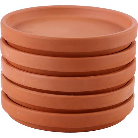 5 Pièces Soucoupe Céramique Pot Plante Intérieur Lot de Supports Drainage Résistants pour Pots de Fleurs et Jardinières (1/5)