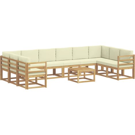 Outdoor-Sofagarnitur 11 stk. Weiß und Creme vidaXL (1/5)