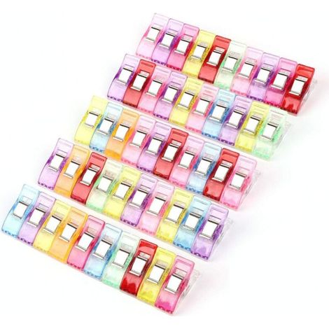 Lot de 50Pcs Clips Pinces en Plastique pour Reliure Couture Artisanat (1/4)