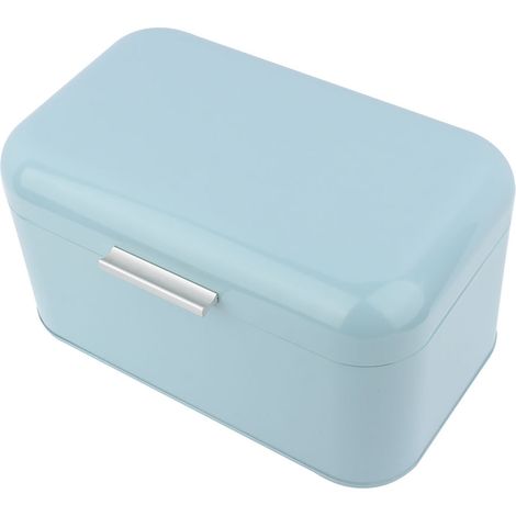 Boîte à pain rétro en métal uni, grande capacité, pour la cuisine (bleu) (1/5)
