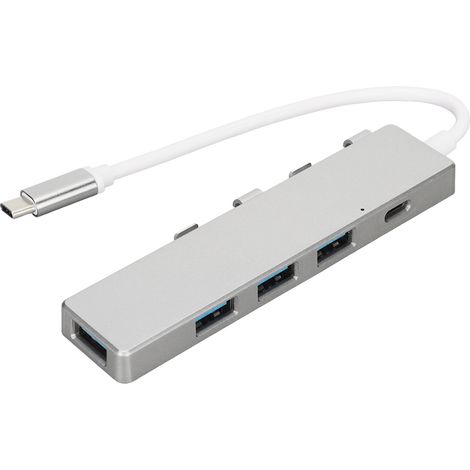 Hub USB C Multiport avec 1 Port USB3.0, 3 Ports USB2.0 et Port d'Alimentation USB C - Adaptateur USB C Argent (1/5)