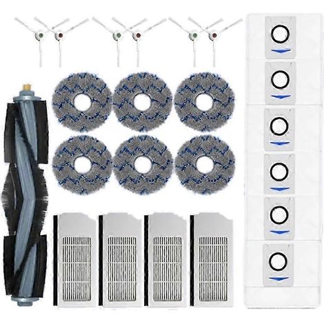 Accessoires compatibles avec l'aspirateur robot Deebot X1 OMNI / T10 OMNI : sac à poussière, filtre HEPA, brosse principale, brosse latérale, serpillière. (1/5)