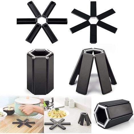 Tapis isolant thermique pliable et créatif, set de table antidérapant et isolant, tapis isolant pliable pour la cuisine, dessous de plat extensibles pour casseroles et poêles, accessoires de cuisine (