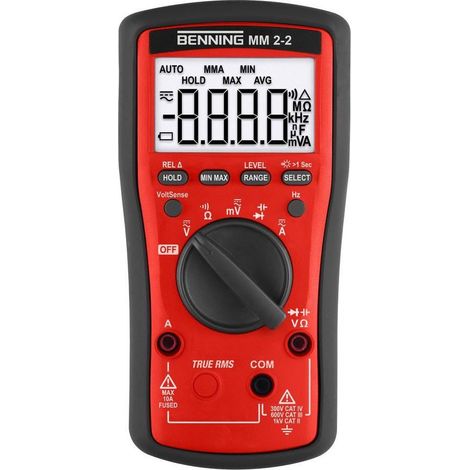 Multímetro MM 2-2 0,1 mV-1000 V AC,0,1 mV-1000 V DC TRUE RMS BENNING