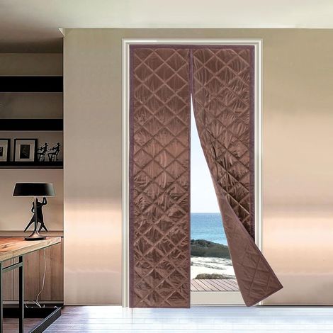 Magnetic Thermal Insulated Door Curtain, Self-Closing Windproof Soundproof Door Cover with Powerful Magnets, Thickened Oxford Fabric for Room Door Winter Insulation 95 x 210cm Coffee (1/5)