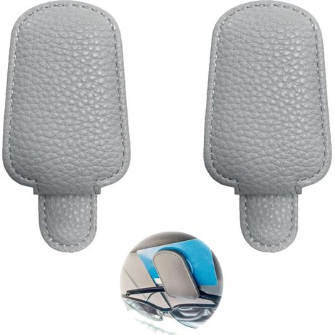Set di 2 portaocchiali per auto, portaocchiali universale per auto per occhiali di diverse dimensioni (grigio), grigio, taglia unica (1/5)