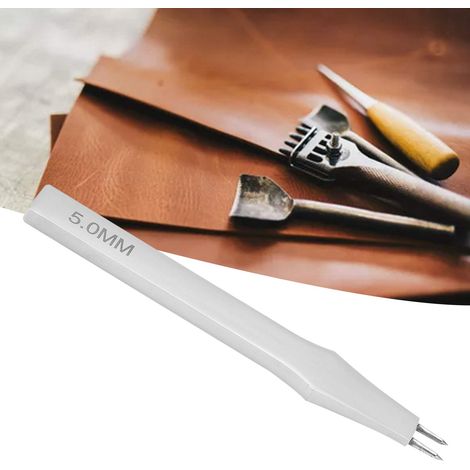 Poinçon rond de 5 mm pour percer le cuir, outils de sculpture et d'artisanat du cuir, poinçon à 2 dents (1/5)