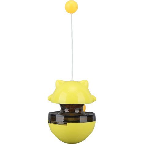 Jouet pour chat avec distributeur de friandises, distributeur de nourriture pour chat, jouets à friandises, balle interactive, jouet puzzle pour chaton, animal de compagnie, jaune (1/5)