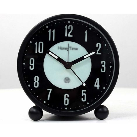 Digital Alarm Clock Round Analog Alarm Silent Non-ticking Luminous Battery Operated Battery Operated Decorative for Bedside Desk, Retro (Black) Digital Clock ( Color : Black1 ) (1/5)