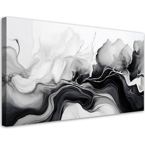 Tableau déco Abstraction à l'encre Noir et blanc 100x50 (1/5)