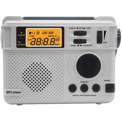 Radio FM D'Extérieur à Manivelle, Récepteur de Radio d'urgence, Haut-Parleur Bluetooth 3000 MAh, Lampe de Poche, Support SOS, Banque d'alimentation TF (1/5)