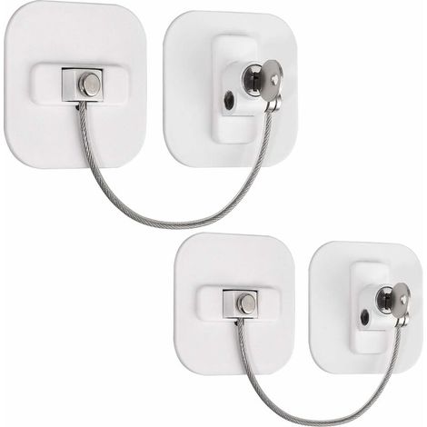 Refrigerator Locks  2PCS Fridge Locks Freezer Window Safety Locks with 4PCS Keys Stainless Steel Lock Cylinder Cabinet Safety Limit Lock for Refrigerator Drawer Cabinet Etc - White
