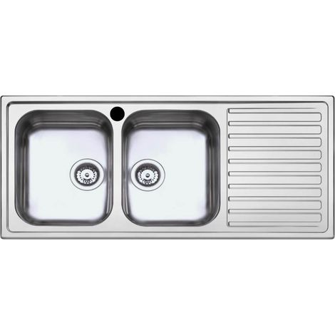 Lavello con doppia vasca e gocciolatoio destro 116x50 cm - Samet SAXT333A (1/2)