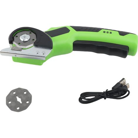 Ciseaux électriques sans fil 2000 mAh, coupe-carton avec verrouillage de sécurité et lumière LED pour tissus, rideaux, tapis et cuir (vert). (1/5)