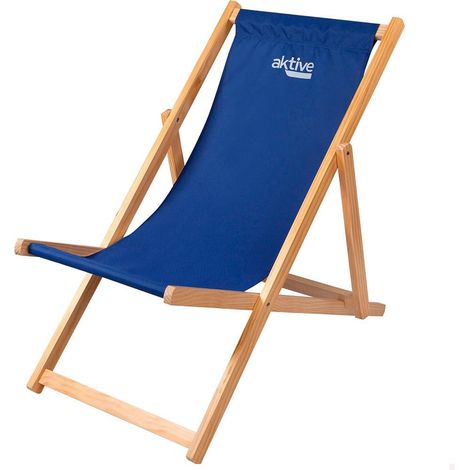 AKTIVE 62644 Lettino Prendisole, Legno, Blu (1/5)
