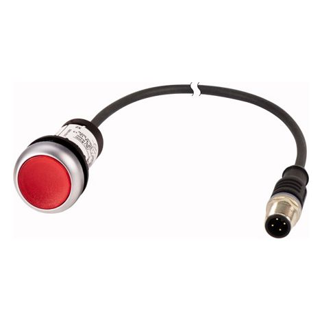 Bouton-poussoir lumineux à rappel rouge 24 V 1 contact à ouverture NC avec câble 0 5m et connec EATON C22-DL-R-K01-24-P3