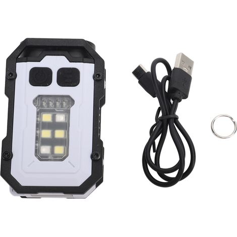 Wiederaufladbare LED-Taschenlampe per USB – Mini-Schlüsselanhängerlampe aus ABS (58 x 37 mm), duale Lichtquelle (weiß/rot-blau), 8 Leuchtmodi (1/5)