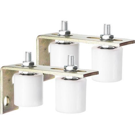 4pcs Roller Guide for Sliding Gate 48 x 50 mm, M12 Nylon Wheel with Floor Guide Square for Sliding Barn Doors, Universal Wheel with Sealed Ball Bearing, White (1/5)