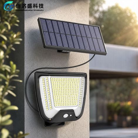 Lampe solaire murale extérieure séparée, IP65 étanche, détection de mouvement, panneau 5m, éclairage jardin terrasse balcon (1/4)