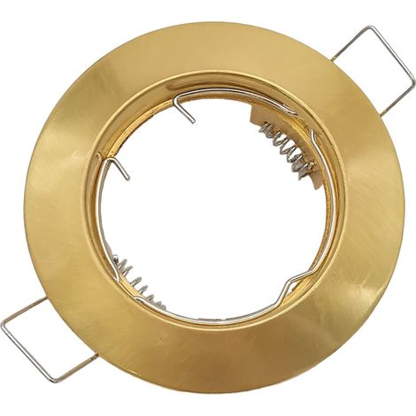 Portafaretto Tondo Oro spazzolato fisso da incasso cartongesso per lampadine GU10 MR16