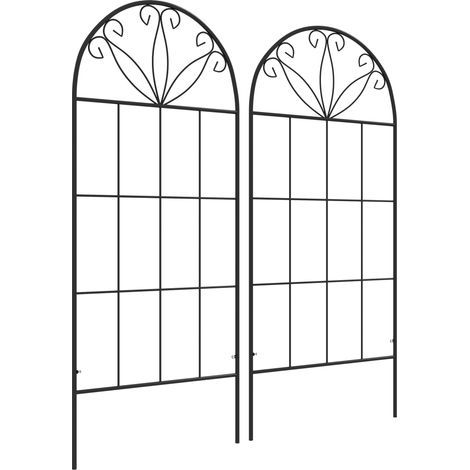 Treillis de jardin lot de 2 support pour plantes grimpantes en métal noir