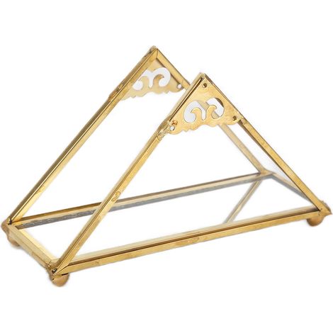 Plateau à bijoux miroir, plateau de rangement pour parfums en verre, plateau décoratif en métal doré (1/5)