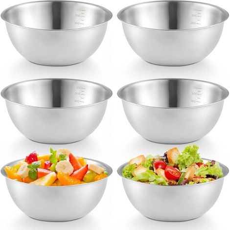 6 pièces bols mélange inox, 0,7 L Ø17 cm, saladiers acier inoxydable pour salade, collations et sauces