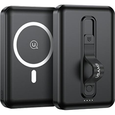 Batería externa Usams PB64 de 10000 mAh y 20 W con suministro de energía QC3.0 y MagSafe, color negro. (1/3)