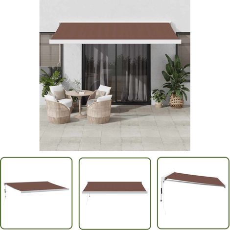 The Living Store Auvent rétractable automatique marron 400x300 cm - Auvent Retractable - Parasol Exterieur - Protection Solaire - Abri Terrasse - Pergola Pliable (1/5)