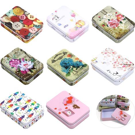 8-Piece Metal Box, 90x65x25mm, Removable Lid, for Storing Jewelry, Candy, and Crafts (1/5)
