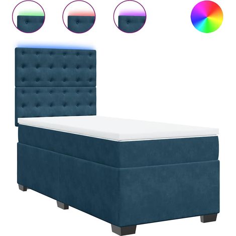 Maison Exclusive - Cama box spring con colchón terciopelo azul 10