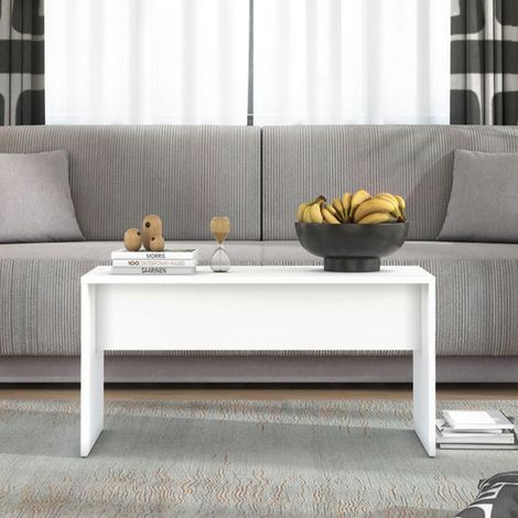 Sofatisch Formia, mit Füßen, ein Fach, rechteckig, 90x49,5x45,5h cm, Weiß (1/5)
