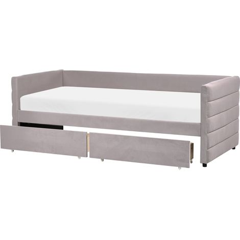 Tagesbett mit Stauraum Samtstoff MARRAY 90 x 200 cm Hellgrau