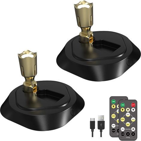 Kabelloser, ferngesteuerter Strahler mit 3 Lichtfarben – Wiederaufladbare Innenleuchte, ideal für Pflanzenarrangements und Partys (Schwarz + Gold, l (1/5)