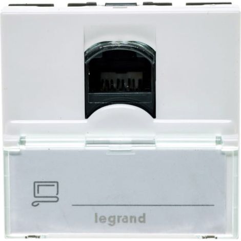 Mosaico Presa singola per computer RJ45 cat.6 UTP con campo etichetta bianco 076564