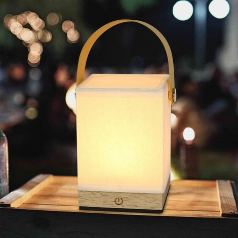 ACKERMAN Lampe de chevet LED tactile à intensité variable, sans fil, avec batterie rechargeable USB, abat-jour en tissu, portable, veilleuse moderne – 22 x 10 x 14,5 cm (1/5)