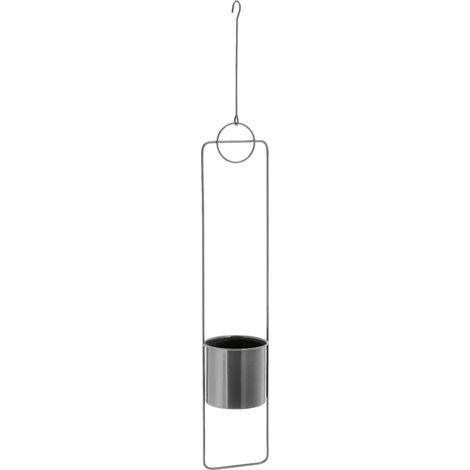 Metall Pflanztopf rund in grau zum Hängen - 88 cm - Moderne Hänge Blumenampel - Blumentopf Hängeampel Blumenhalter zum Aufhängen
