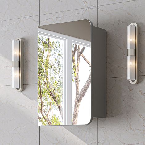 Roomart LYCIA-50 Spiegelschrank Bad 45 cm breit, Grau