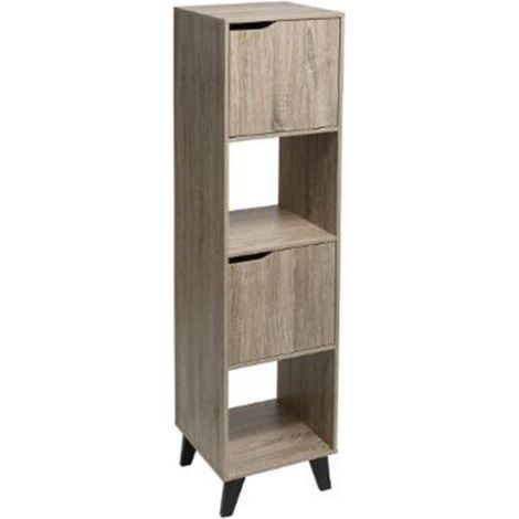 Étagère 4 Niveaux "2 Niches & 2 Portes" 146cm Naturel (1/4)
