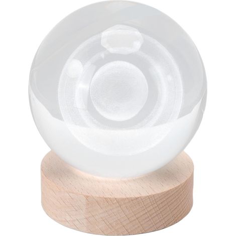 Lampe Nuit 3D Saturne Boule Cristal LED Sculpture Bois Décoration Bureau Lumière Colorée Cadeau Enfants Amis (1/5)