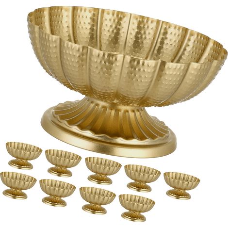 Mophorn 10 Stück dekorative Metallvasen für Hochzeiten, 10 cm hoch, elegante Tischdekoration mit Blumenständern, ideal für Feiern, Partys, Jubiläen und Zeremonien, Gold (1/5)