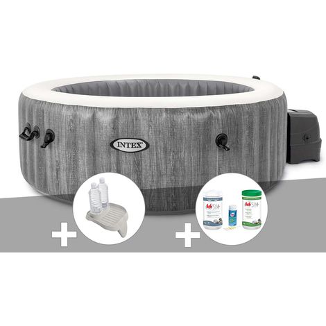 Kit spa gonflable Intex PureSpa Baltik rond Bulles 6 places + Porte-verre + Kit de traitement brome (1/2)