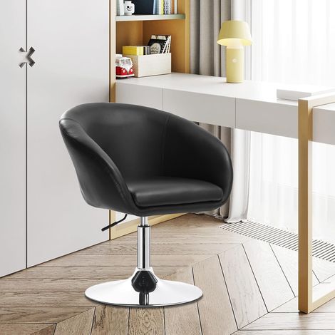 WOLTU Taburete de bar giratorio moderno, negro y acolchado / Sillón de cocina